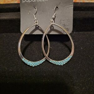 paparazzi Turquoise Crystal Teardrop Dangle Earrings